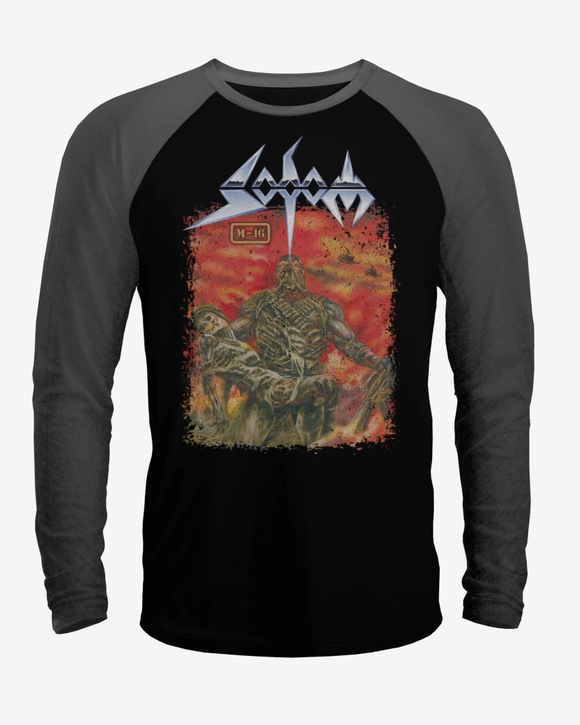 Polera Raglan Negro / Negro Heather de Sodom M16
