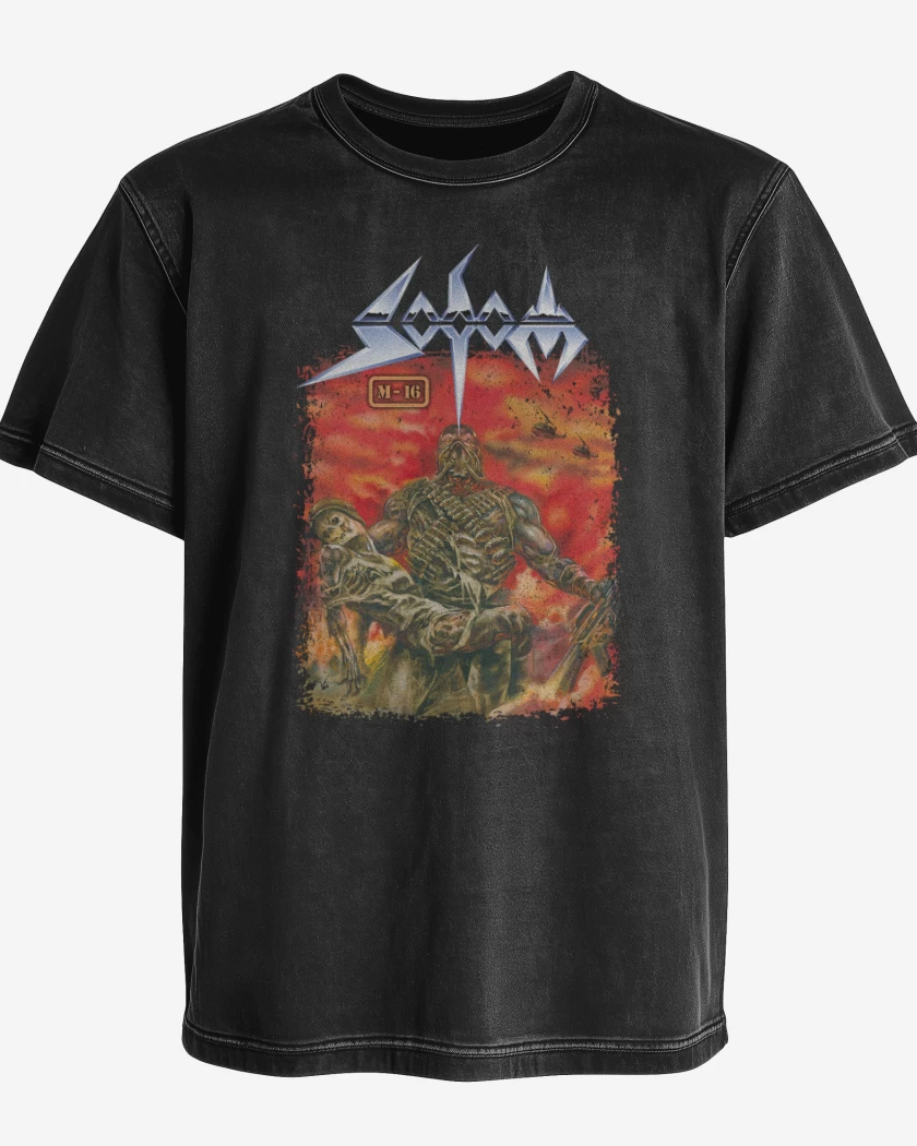 Polera desgastada Negro de Sodom M16