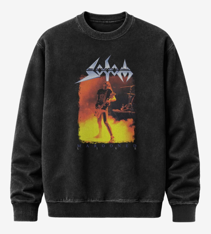 Poleron Polo Acid Wash Negro de Sodom Marooned Live
