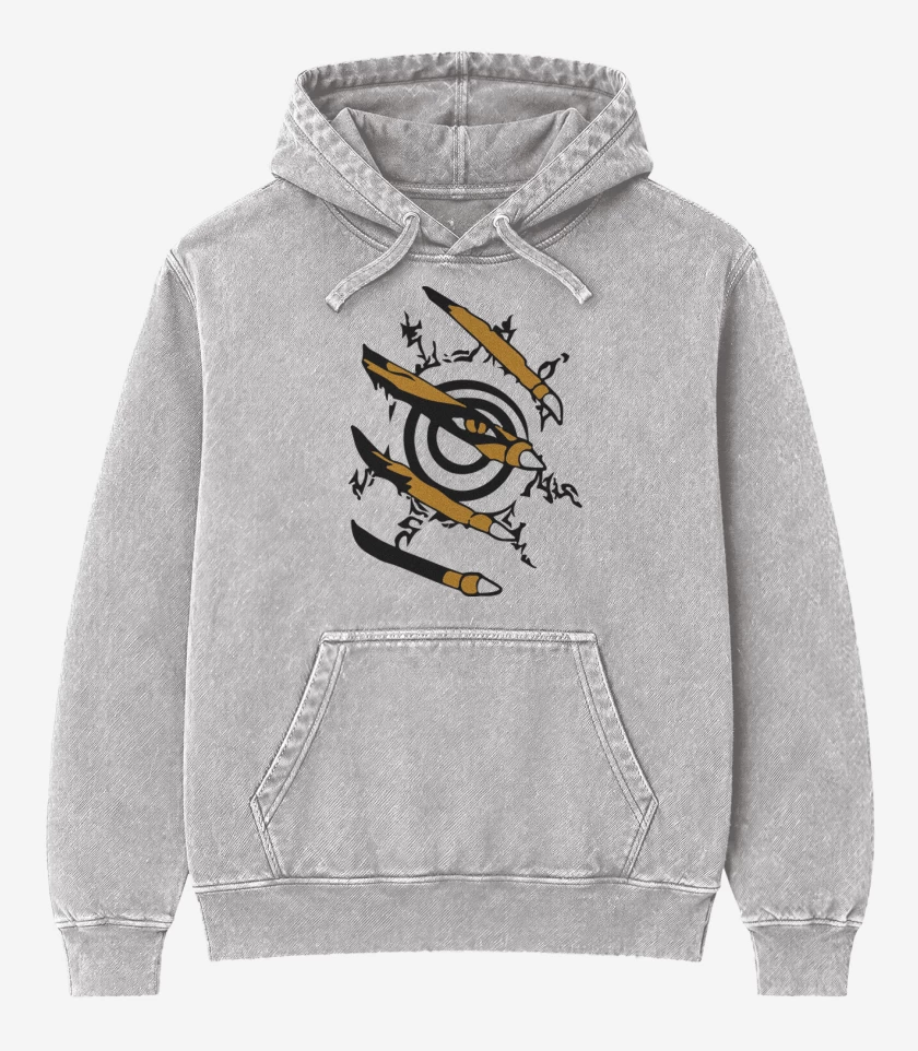 Poleron Canguro Acid Wash Gris Melange de Naruto 2
