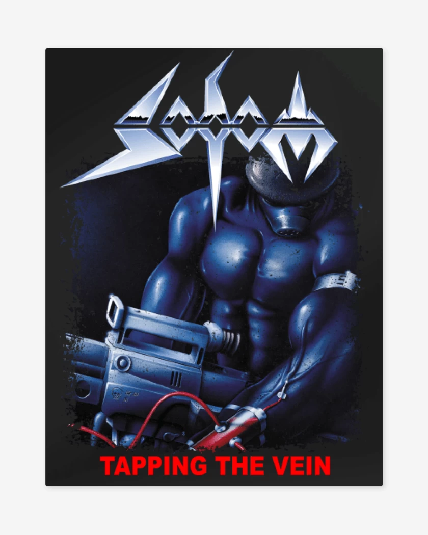 Print metalico Negro de Sodom Tapping The Vein
