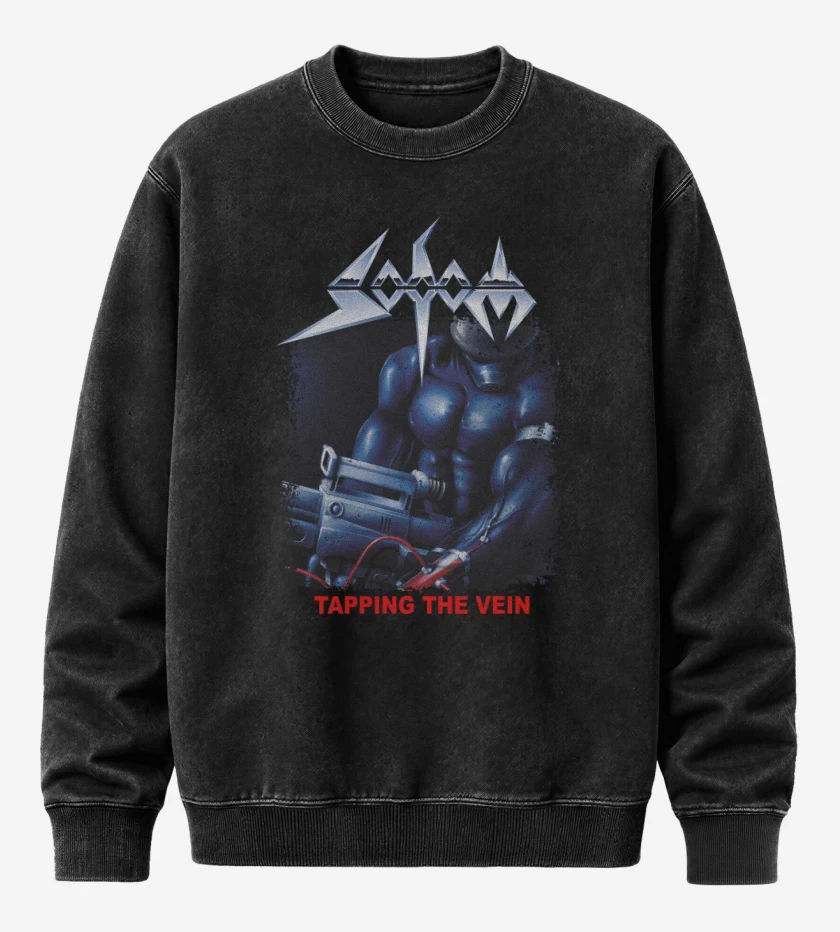 Poleron Polo Acid Wash Negro de Sodom Tapping The Vein