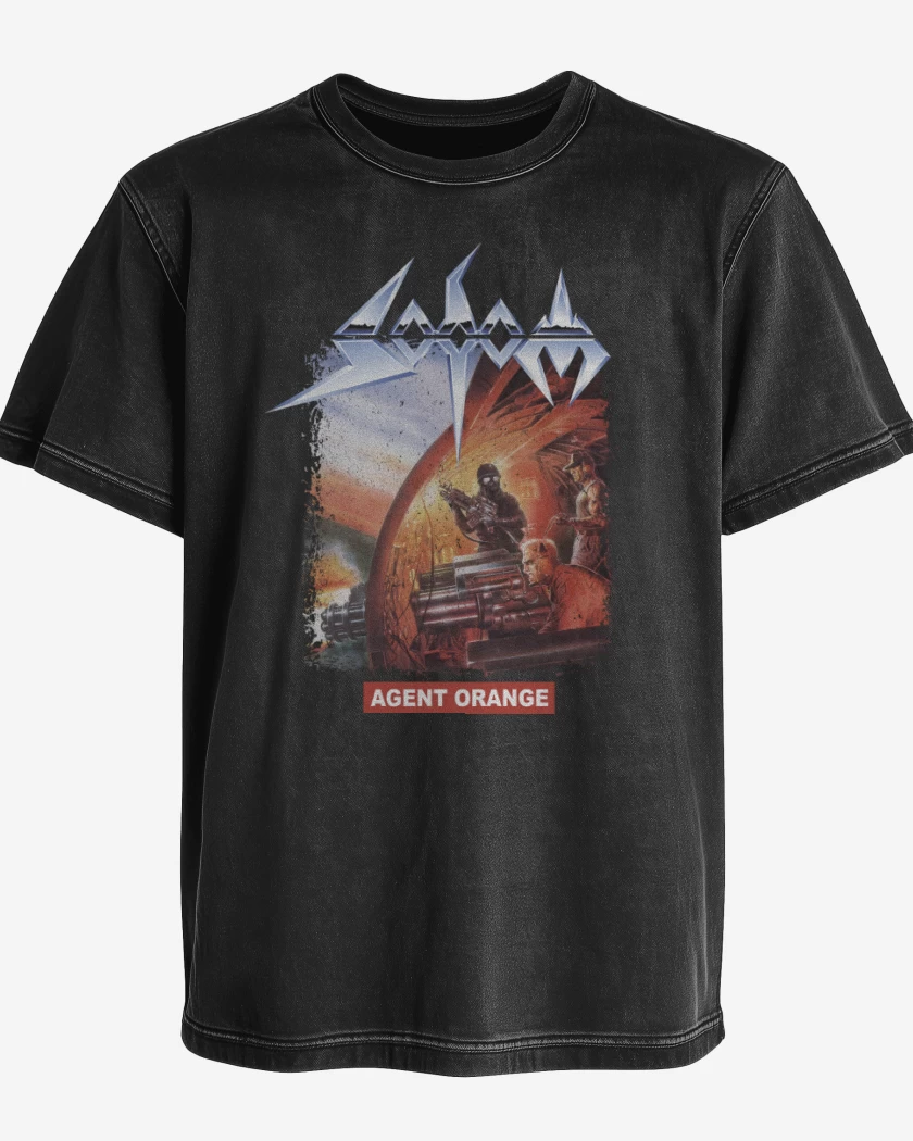 Polera desgastada Negro de Sodom Agent Orange