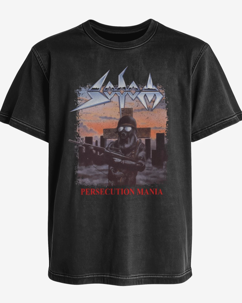 Polera desgastada Negro de Sodom Persecution Mania