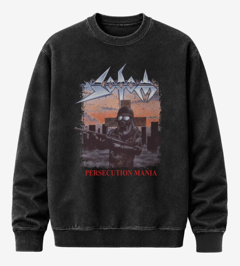 Poleron Polo Acid Wash Negro de Sodom Persecution Mania