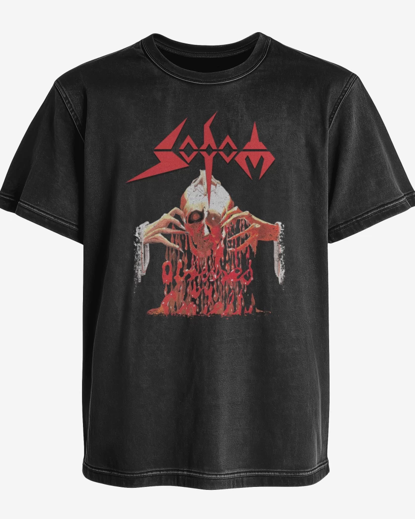 Polera desgastada Negro de Sodom Obsessed by Cruelty
