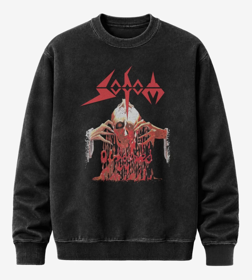 Poleron Polo Acid Wash Negro de Sodom Obsessed by Cruelty