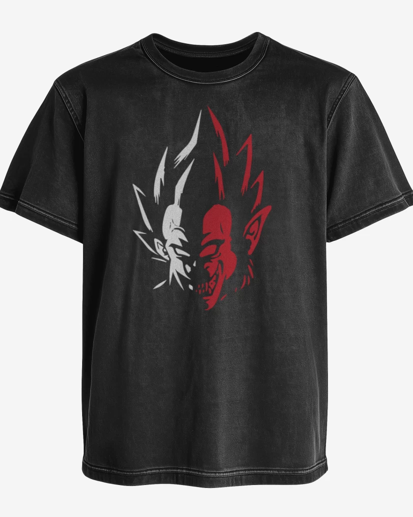 Polera desgastada Negro de Vegeta mono