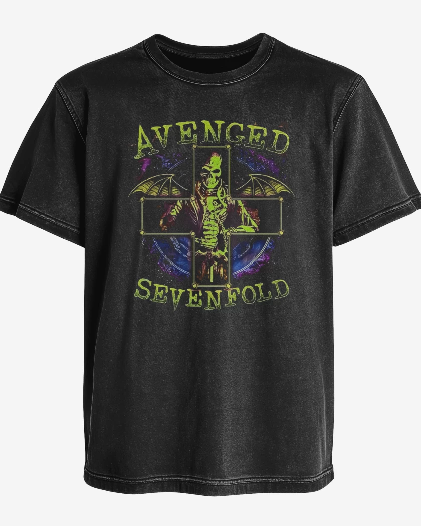 Polera desgastada Negro de Avenged 7 x