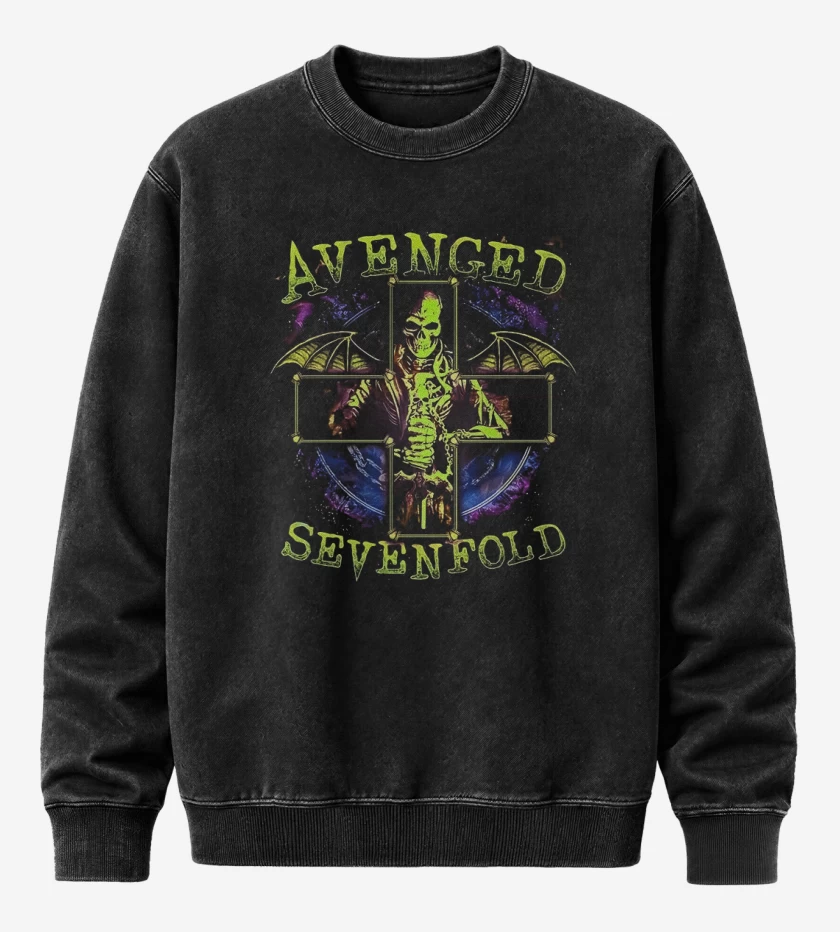Poleron Polo Acid Wash Negro de Avenged 7 x