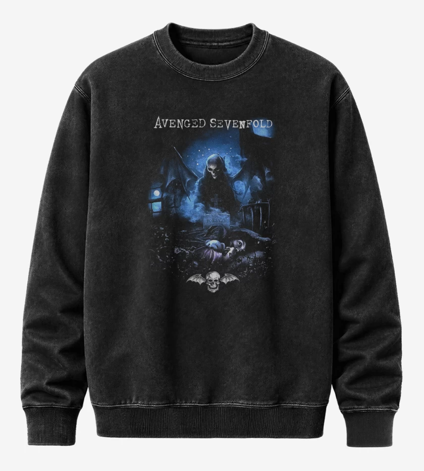 Poleron Polo Acid Wash Negro de Avenged sevenfold Nightmare