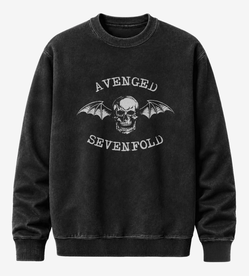Poleron Polo Acid Wash Negro de Avenged sevenfold 5