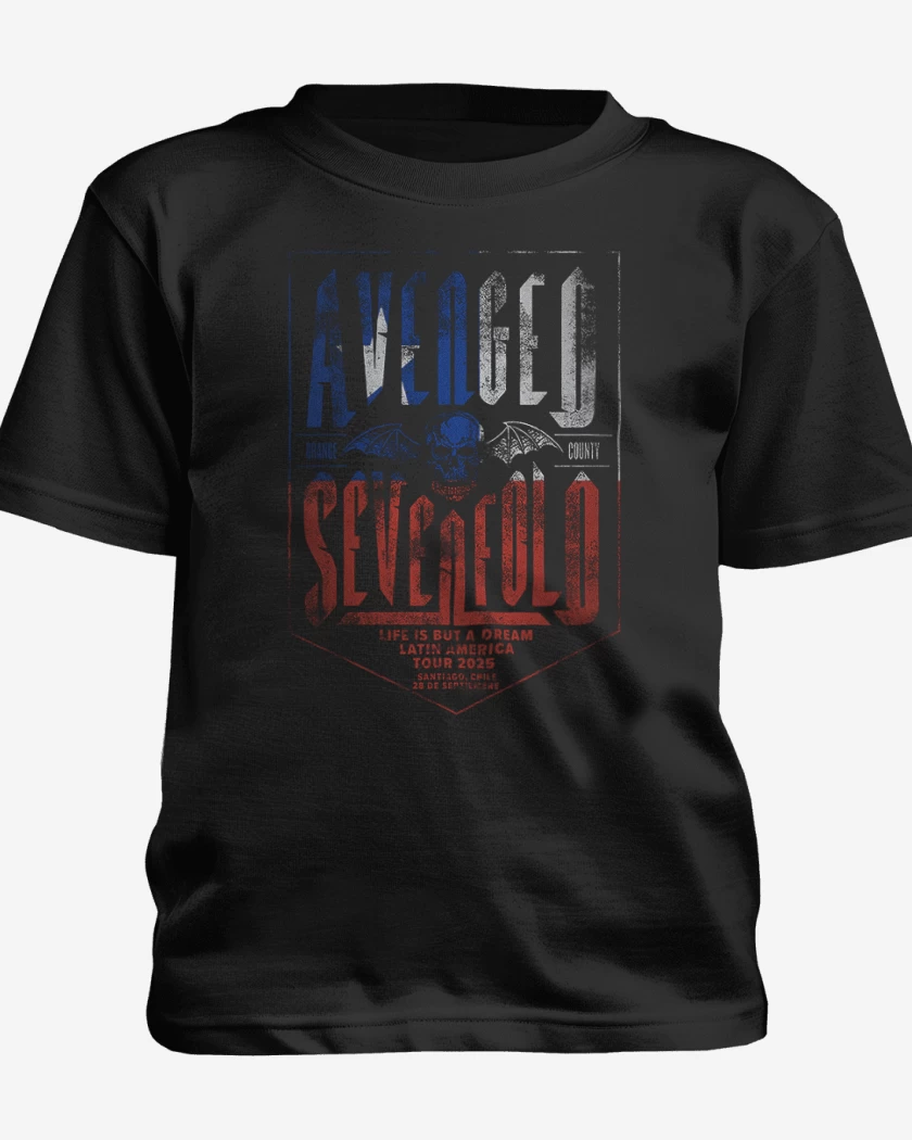 Polera de niño Negro de A7X tour chile 2025