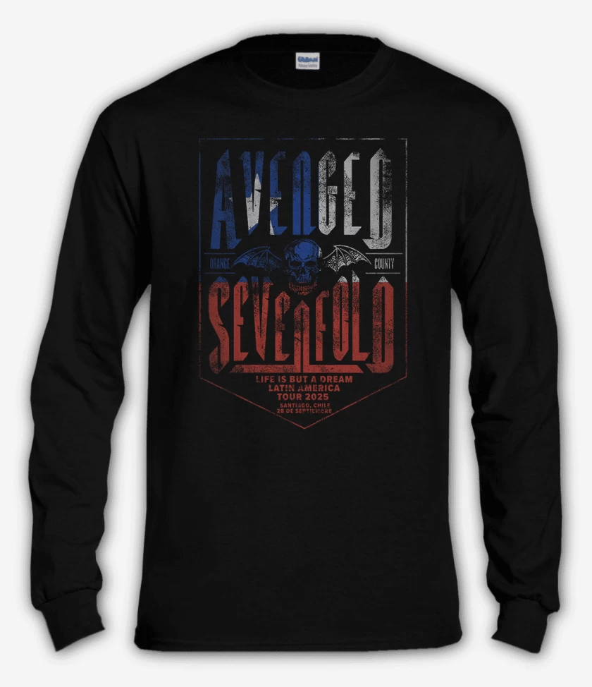 Polera manga larga Negro de A7X tour chile 2025