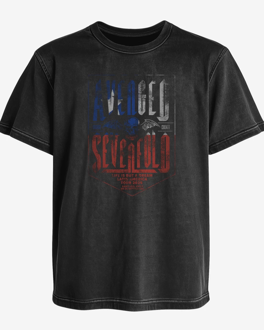 Polera desgastada A7X tour chile 2025