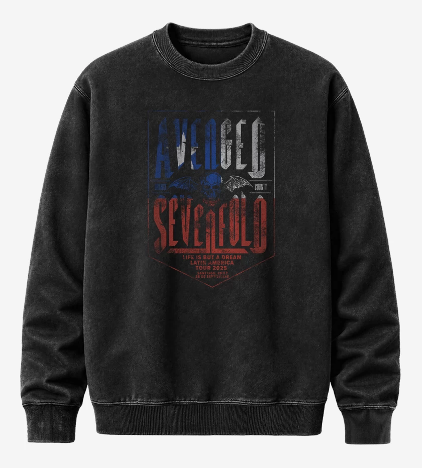 Poleron Polo Acid Wash Negro de A7X tour chile 2025