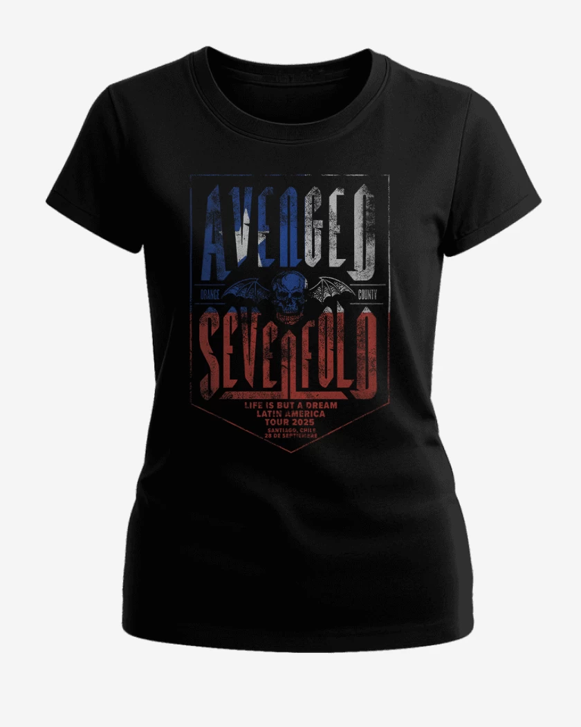 Polera de Mujer Negro de A7X tour chile 2025