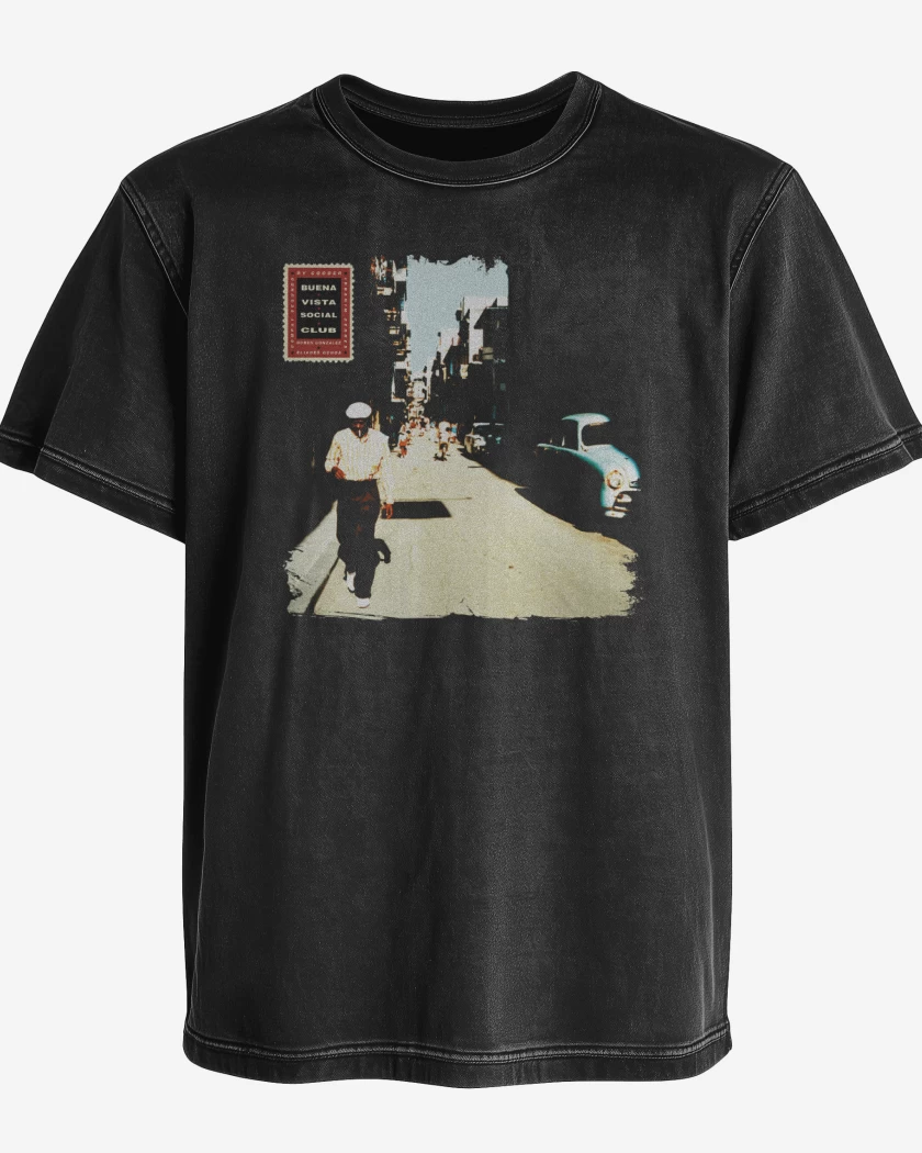 Polera desgastada Negro de Buena vista social club