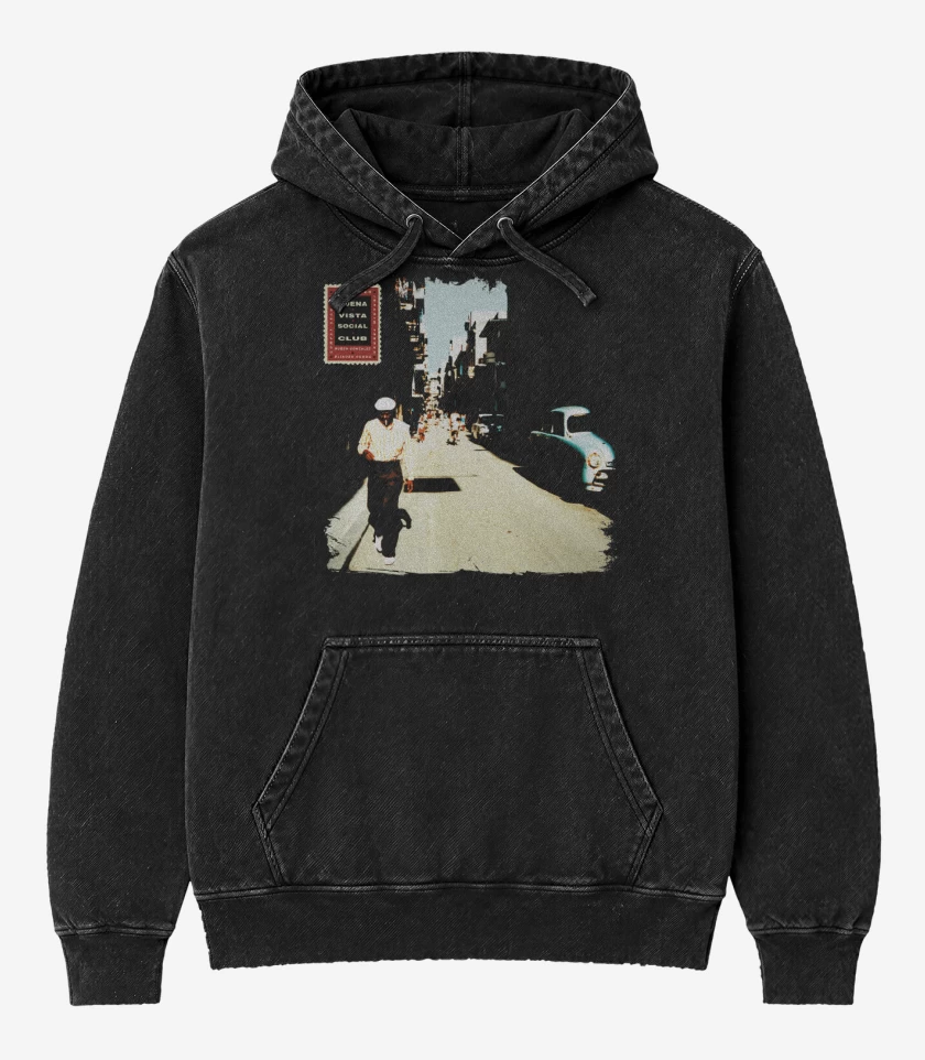 Poleron Canguro Acid Wash Negro de Buena vista social club