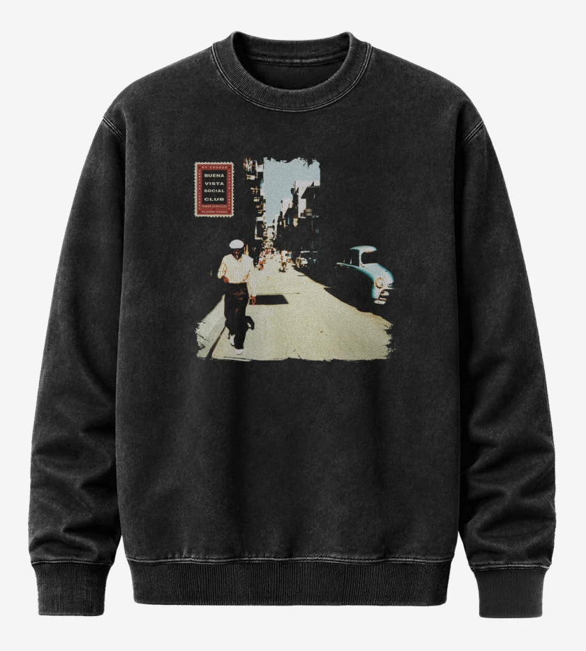 Poleron Polo Acid Wash Negro de Buena vista social club