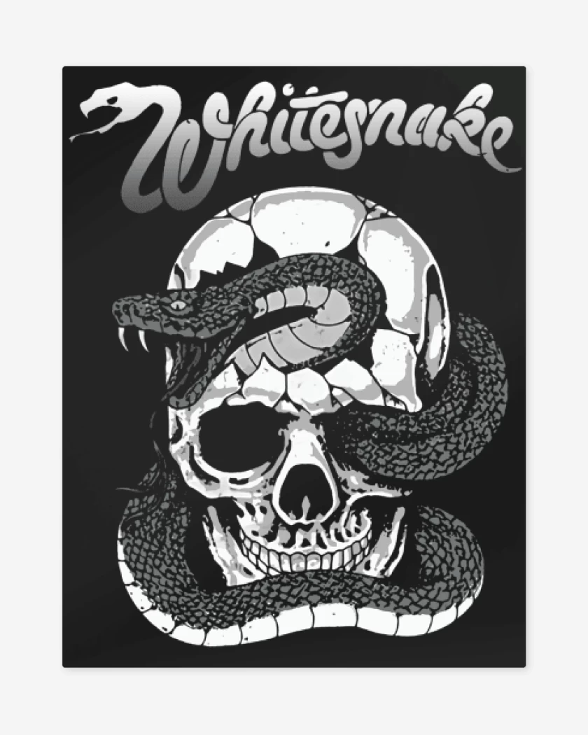 Print metalico Negro de Whitesnake skull