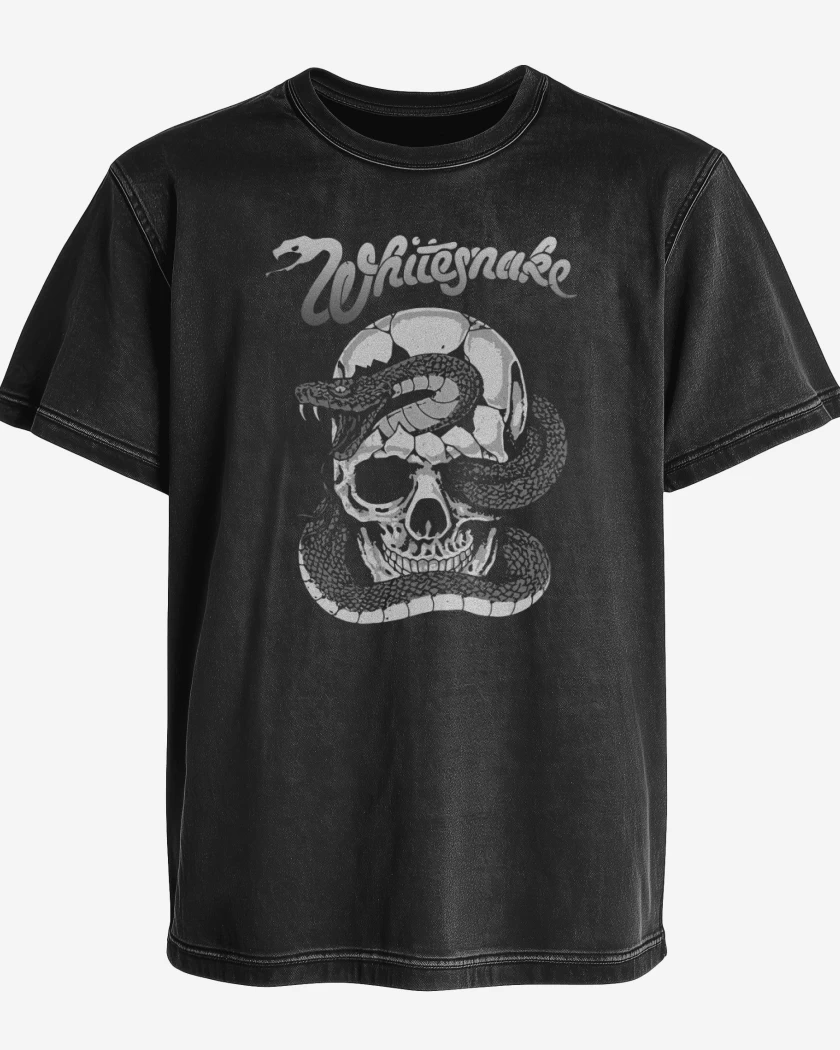 Polera desgastada Negro de Whitesnake skull