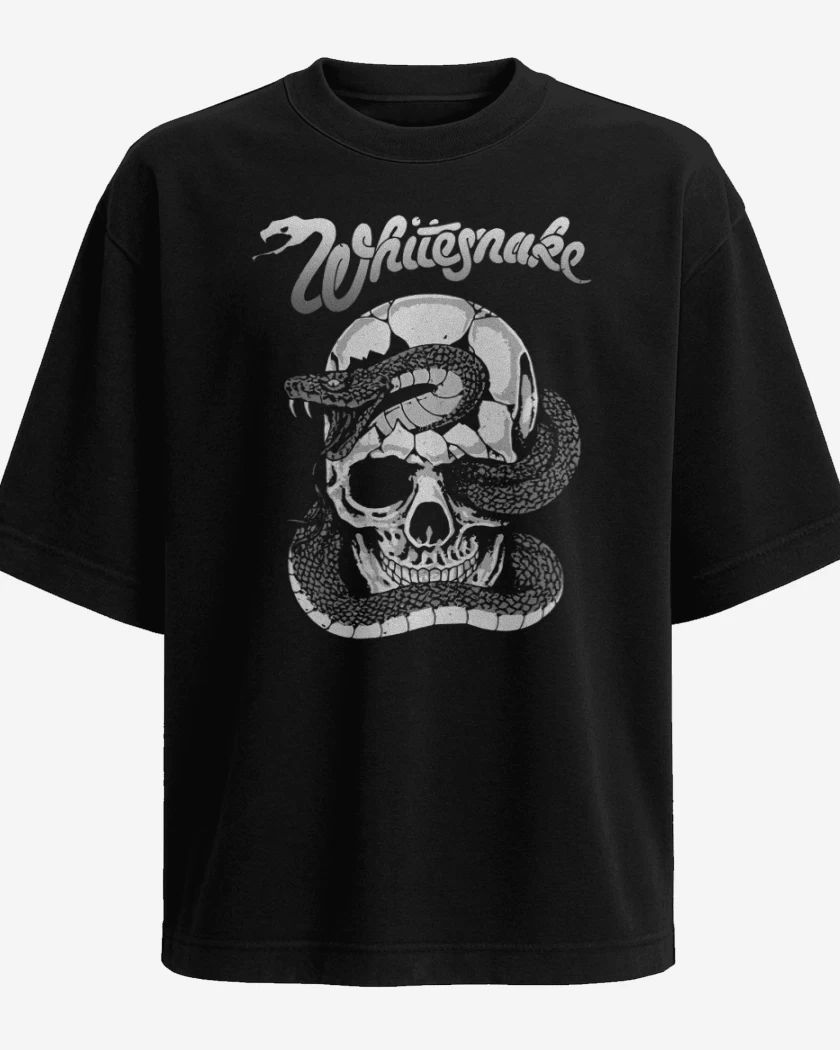 Polera Oversize Negro de Whitesnake skull