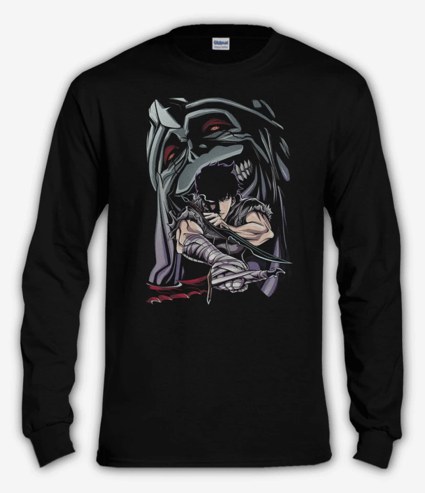 Polera manga larga Negro de Solo Leveling Shadow Monarch