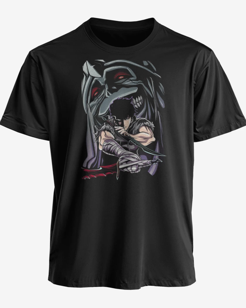 Polera premium Negro de Solo Leveling Shadow Monarch