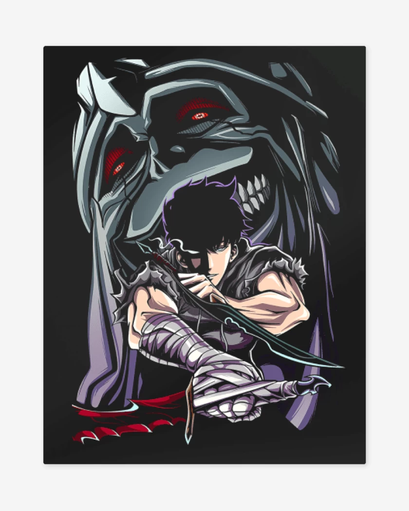 Print metalico Negro de Solo Leveling Shadow Monarch