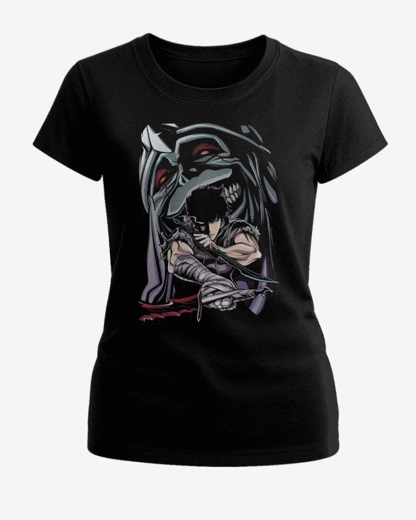 Polera de Mujer Negro de Solo Leveling Shadow Monarch