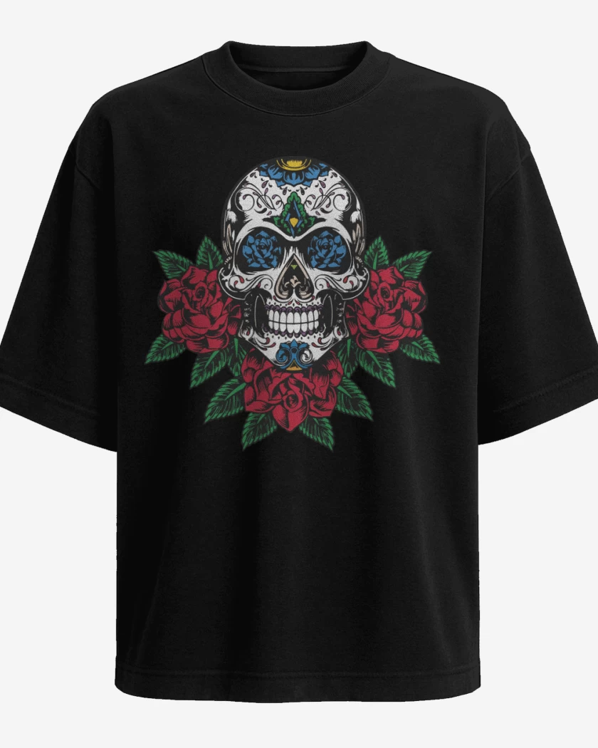 Polera Oversize Negro de Calaca 2 Color