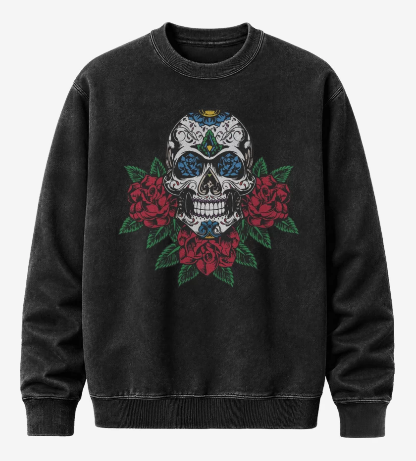 Poleron Polo Acid Wash Negro de Calaca 2 Color