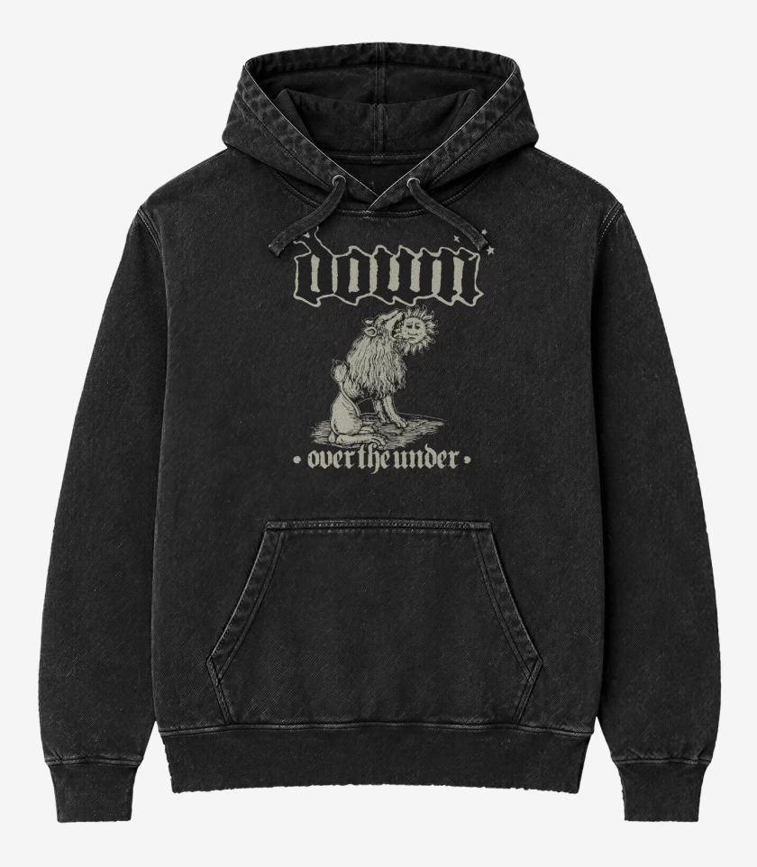 Poleron Canguro Acid Wash Negro de Down Over the under