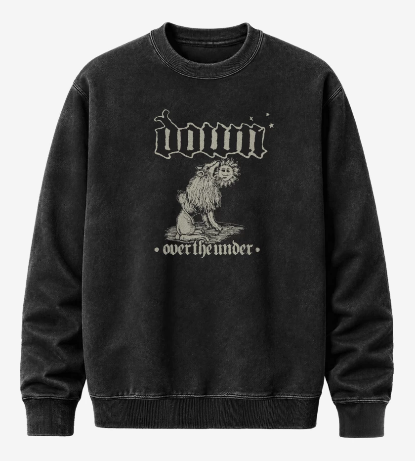 Poleron Polo Acid Wash Negro de Down Over the under