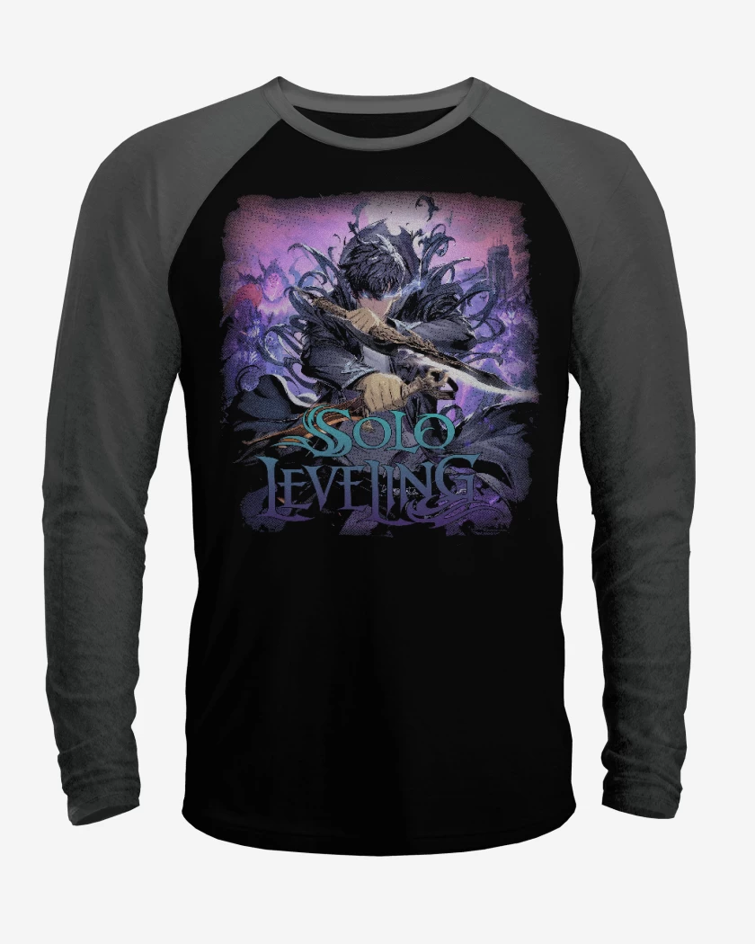 Polera Raglan Negro / Negro Heather de Leveling