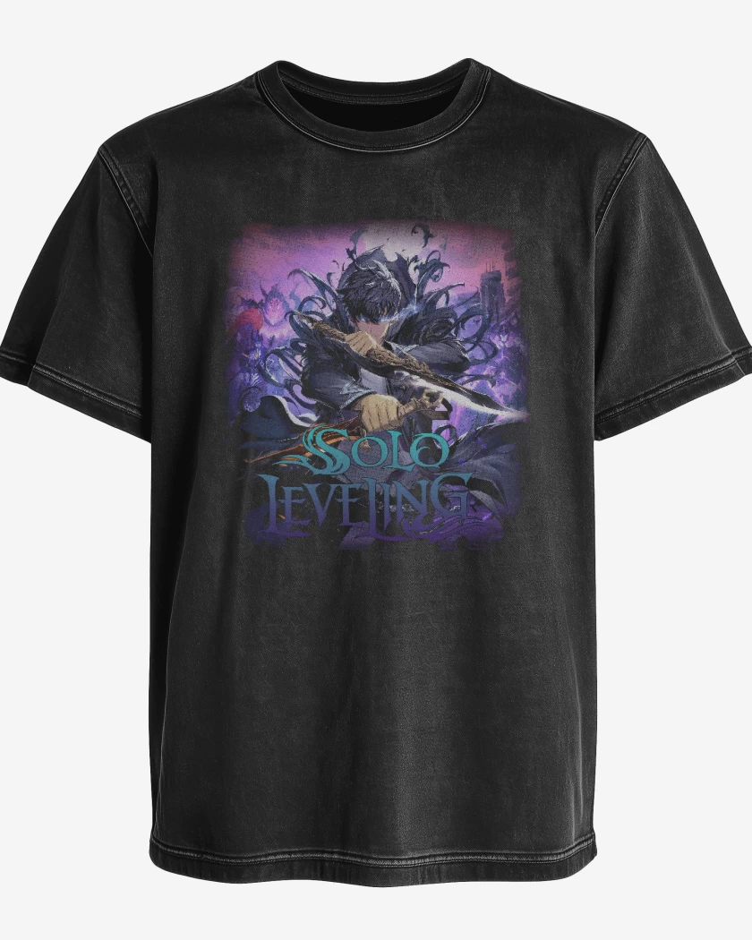 Polera desgastada Negro de Leveling