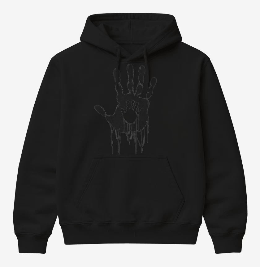 Poleron Canguro básico Negro de Death Stranding Hands