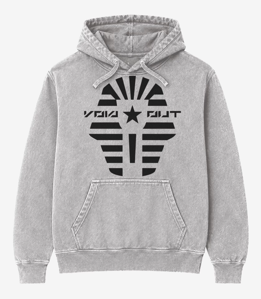 Poleron Canguro Acid Wash Gris Melange de Death Stranding Homo Demens