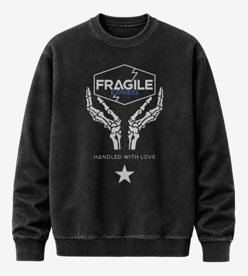 Poleron Polo Acid Wash Negro de Death Stranding Fragile 