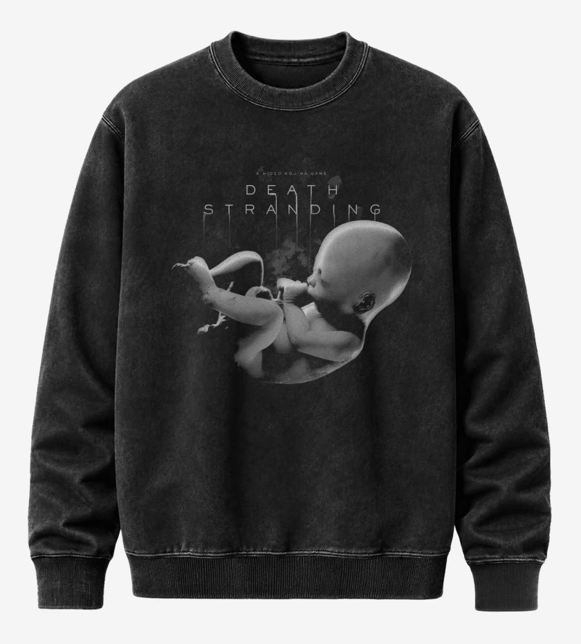 Poleron Polo Acid Wash Negro de Death Stranding BB