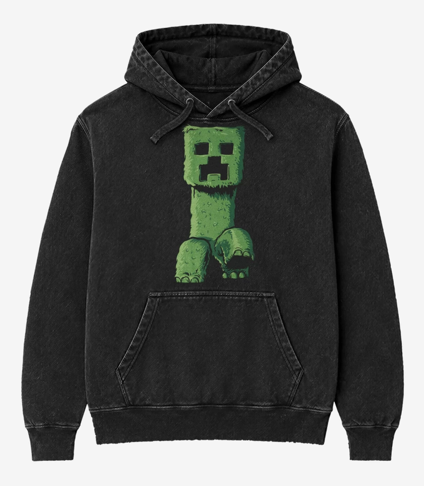 Poleron Canguro Acid Wash Negro de Creeper Craft