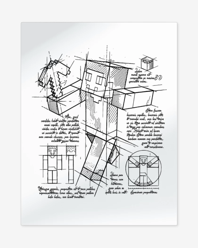 Print metalico Blanco de Plano de Steve 