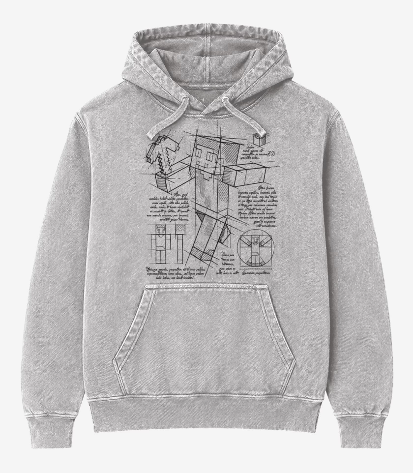 Poleron Canguro Acid Wash Gris Melange de Plano de Steve 