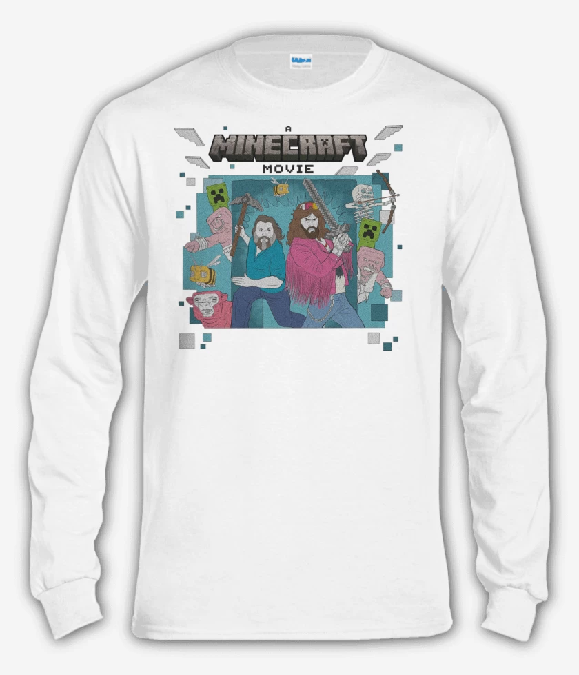 Polera manga larga Blanco de Minecraft La Pelicula