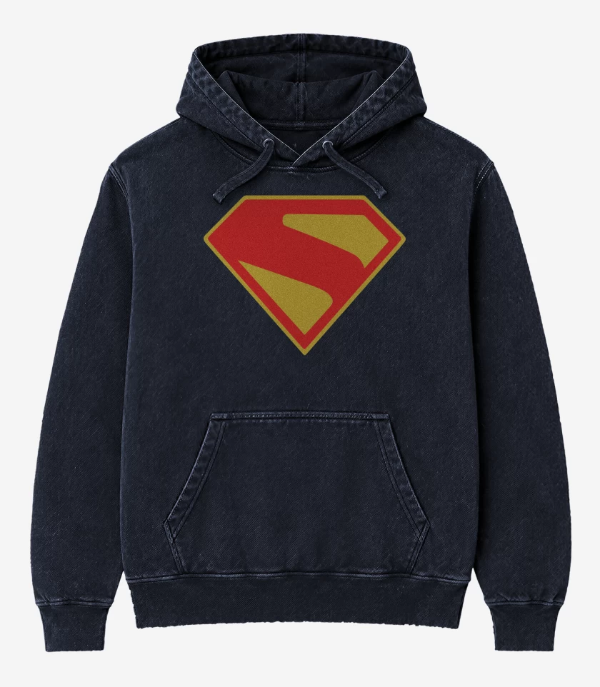 Poleron Canguro Acid Wash Azul Marino de Superhombre 2025