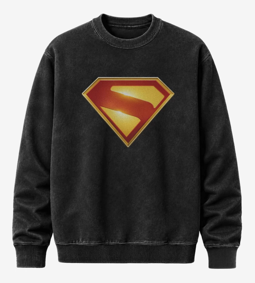 Poleron Polo Acid Wash Negro de Superman 2025