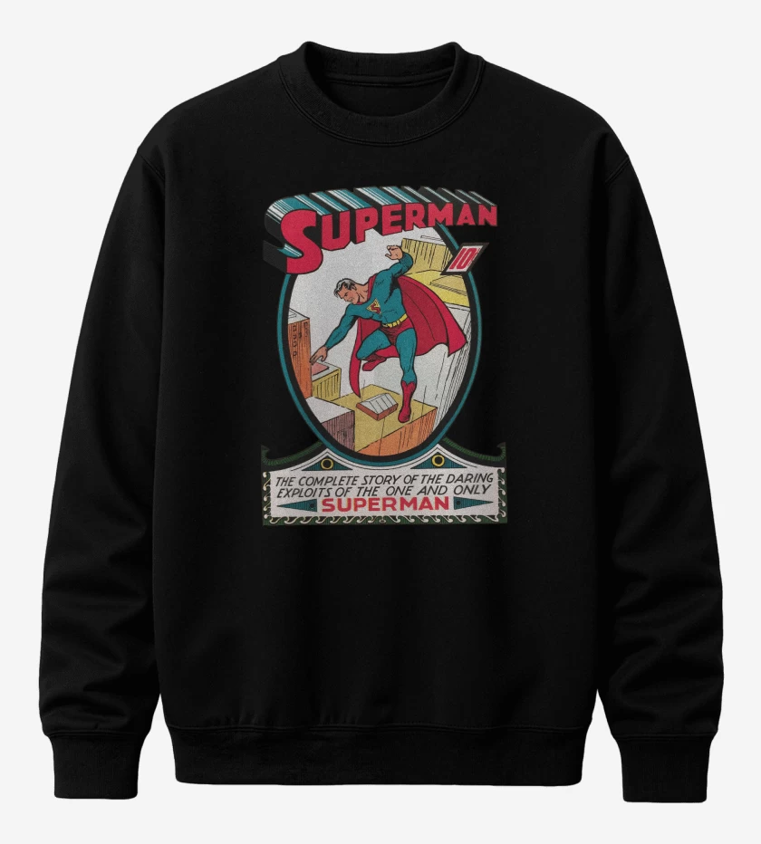 Poleron polo Negro de Superman Comic Clásico