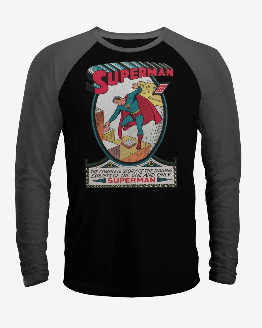 Polera Raglan Superman Comic Clásico