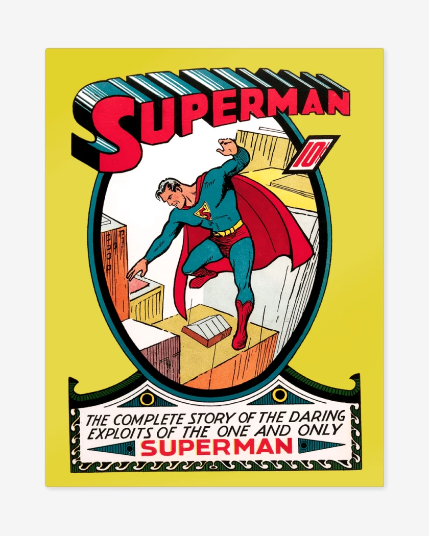 Print metalico Amarillo de Superman Comic Clásico